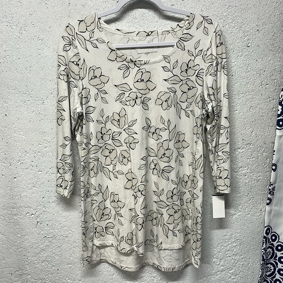 J Jill Luxe Supima A-Line Tunic Floral Print Relaxed Small - Picture 1 of 10